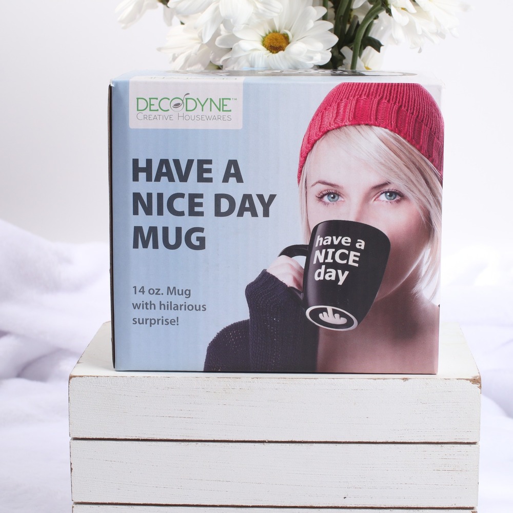 Decodyne "Have a Nice Day" 14oz Black Coffee Mug – Novelty Gift – New